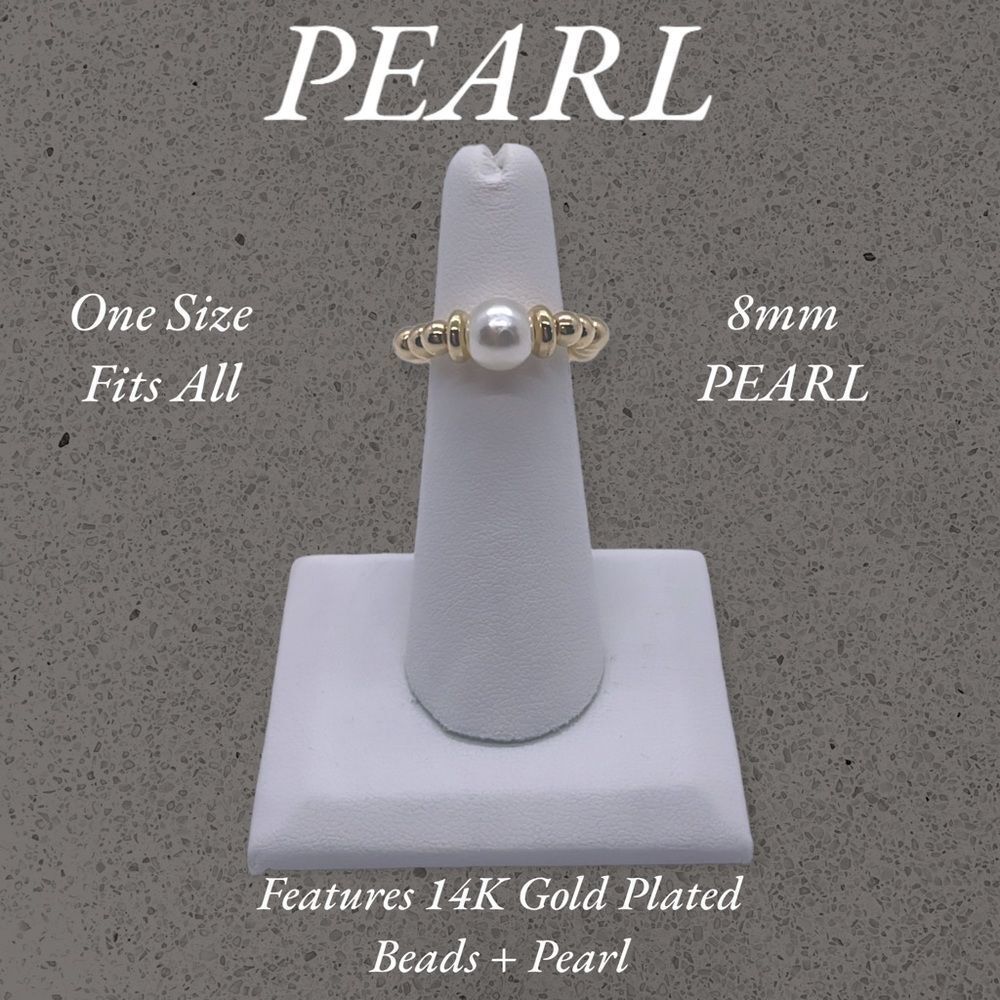 NWT Wool + Pepper Co. Pearl & 14K Gold Beaded Ring